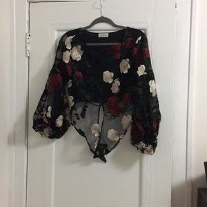 Sheer floral crop top